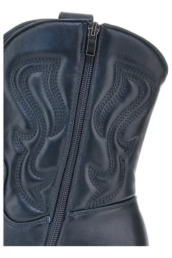 Schwarze Texaner-Stiefeletten mit Café-Stickerei kosten H52804
