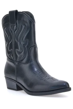 Schwarze Texaner-Stiefeletten mit Café-Stickerei kosten H52804