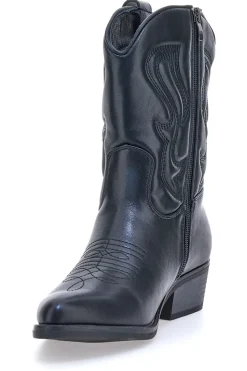 Schwarze Texaner-Stiefeletten mit Café-Stickerei kosten H52804