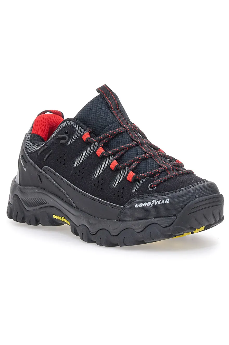 Schwarze Trekkingschuhe mit roten Details Goodyear 41029