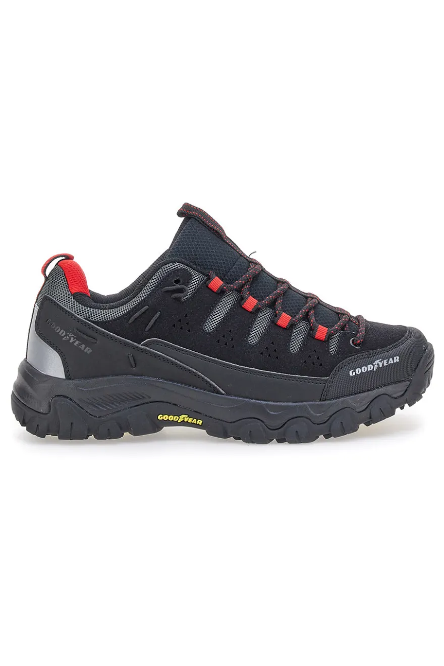 Schwarze Trekkingschuhe mit roten Details Goodyear 41029