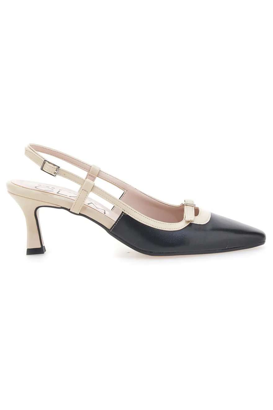 Schwarze und beige Pumps mit Slingback-Riemen PITTARELLO GLAM 2246