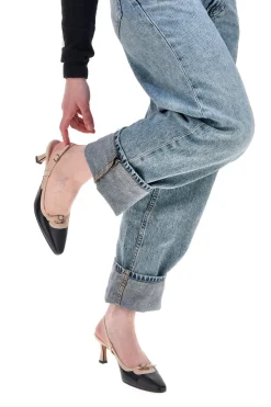 Schwarze und beige Pumps mit Slingback-Riemen PITTARELLO GLAM 2246