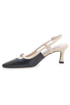 Schwarze und beige Pumps mit Slingback-Riemen PITTARELLO GLAM 2246