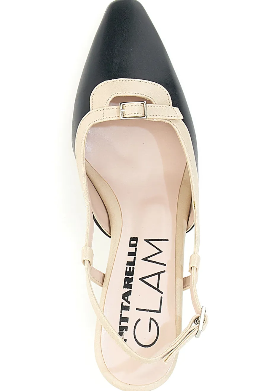 Schwarze und beige Pumps mit Slingback-Riemen PITTARELLO GLAM 2246