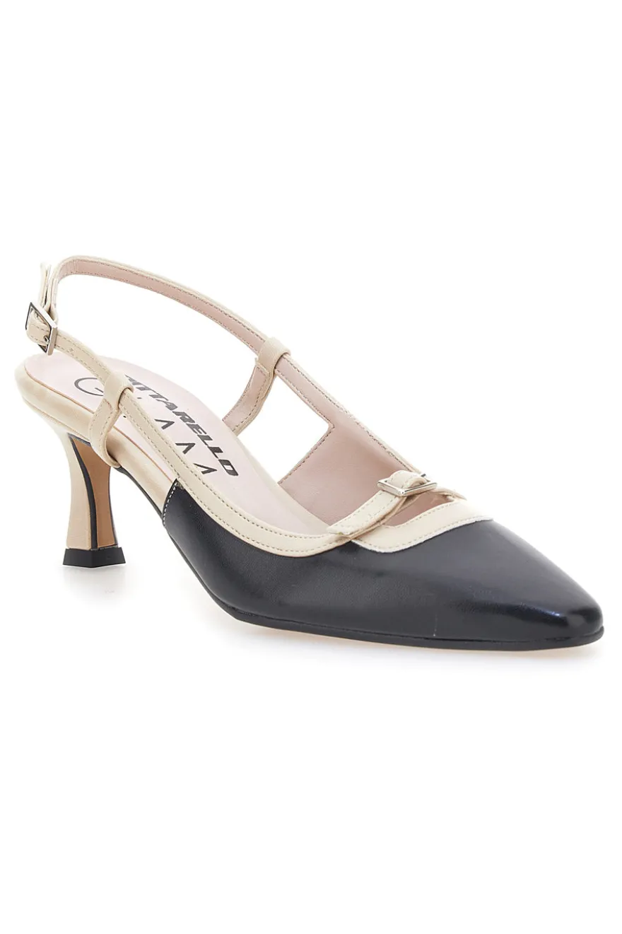 Schwarze und beige Pumps mit Slingback-Riemen PITTARELLO GLAM 2246