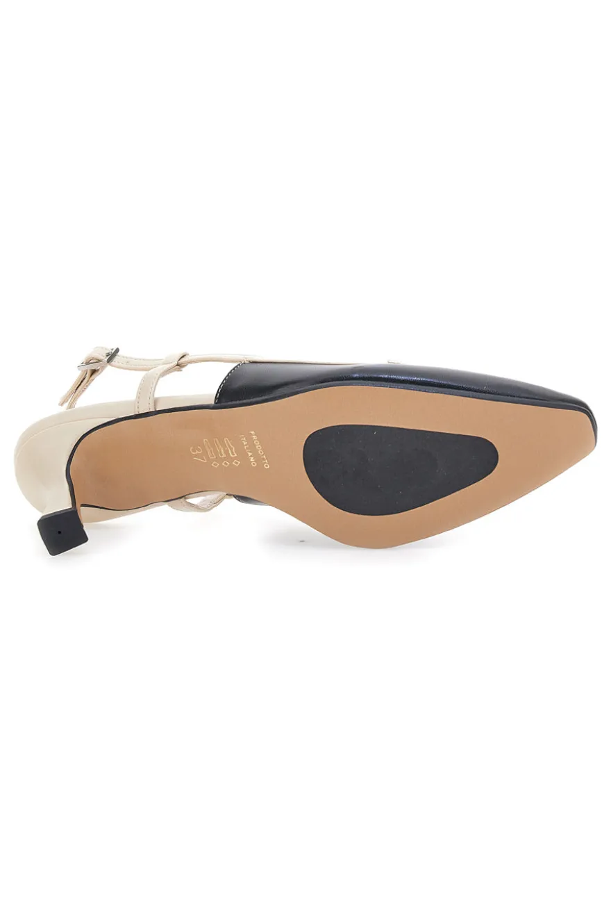 Schwarze und beige Pumps mit Slingback-Riemen PITTARELLO GLAM 2246