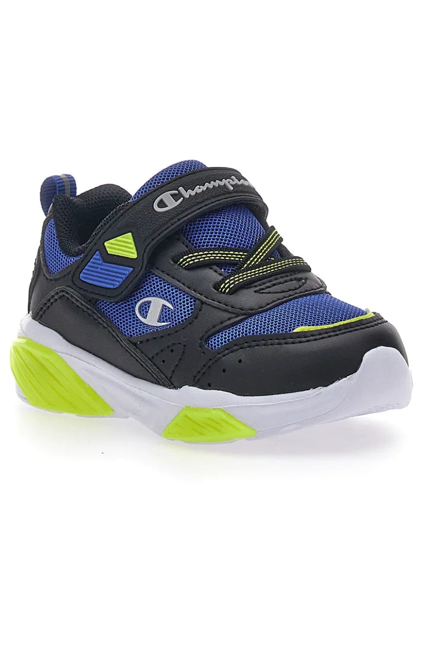 Schwarze und blaue Turnschuhe mit Lichtern Champion Wave B TD