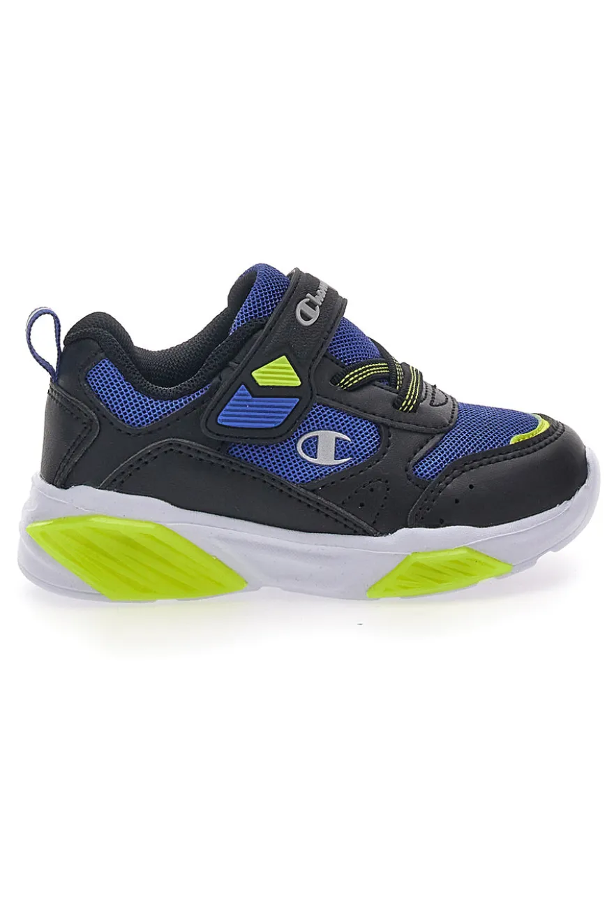 Schwarze und blaue Turnschuhe mit Lichtern Champion Wave B TD