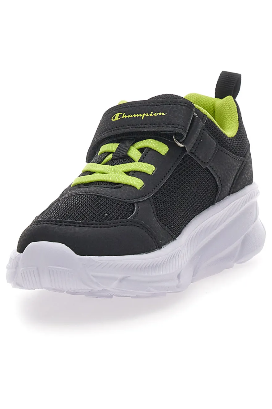 Schwarze und gelbe Sneakers mit Klettverschluss und elastischen Schnürsenkeln CHAMPION HRO B PS Low Cut Schuh