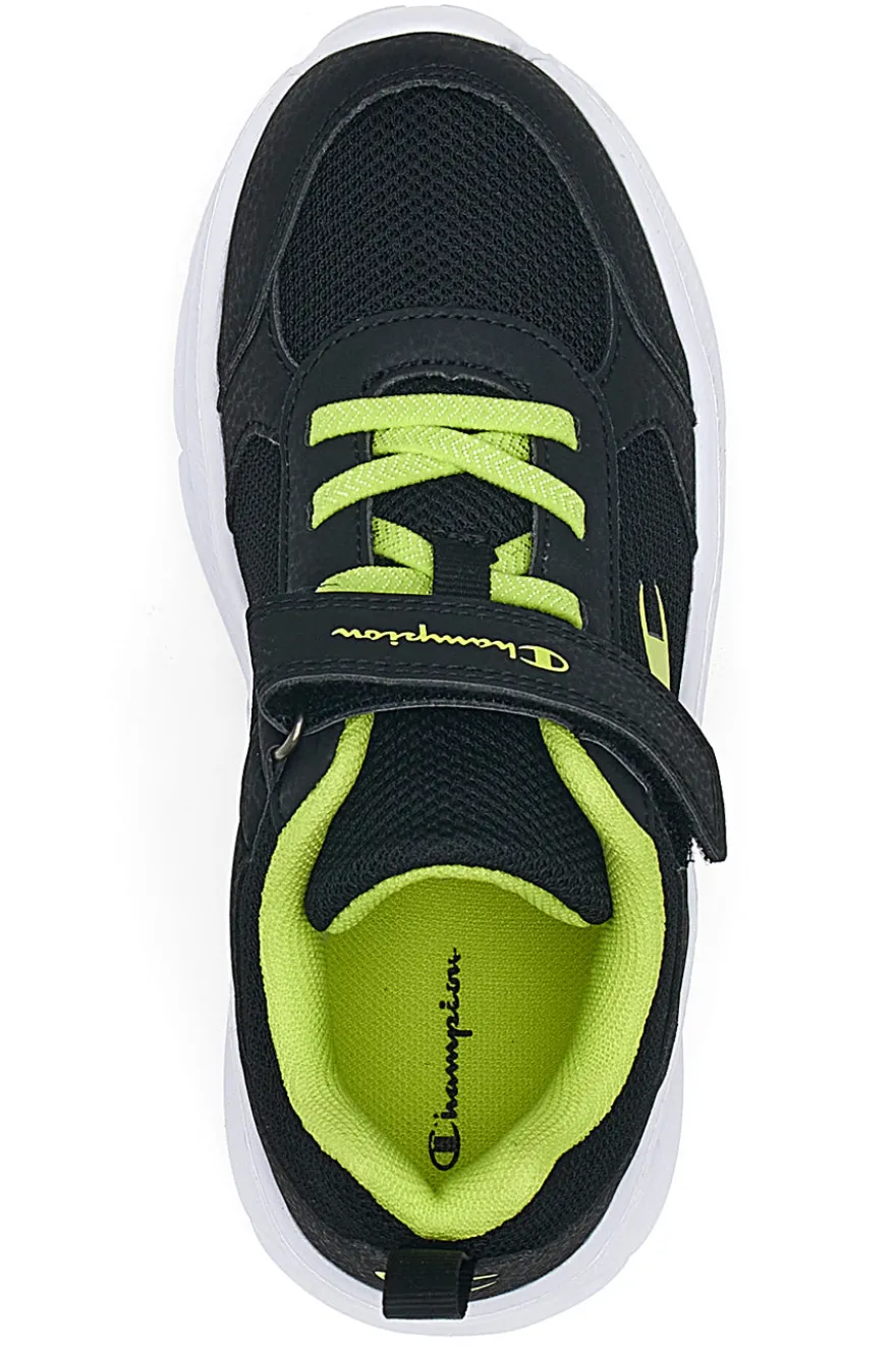 Schwarze und gelbe Sneakers mit Klettverschluss und elastischen Schnürsenkeln CHAMPION HRO B PS Low Cut Schuh