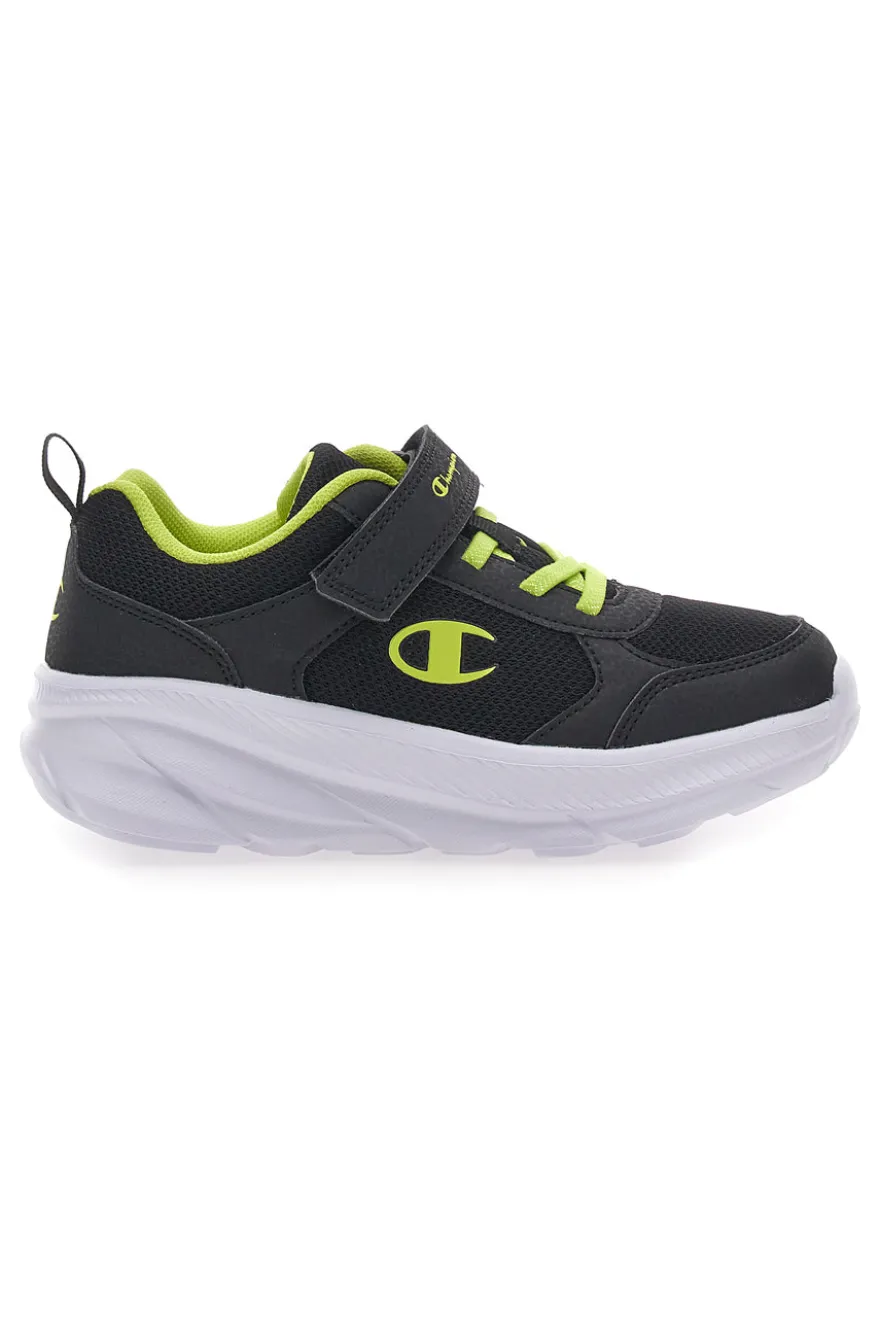 Schwarze und gelbe Sneakers mit Klettverschluss und elastischen Schnürsenkeln CHAMPION HRO B PS Low Cut Schuh
