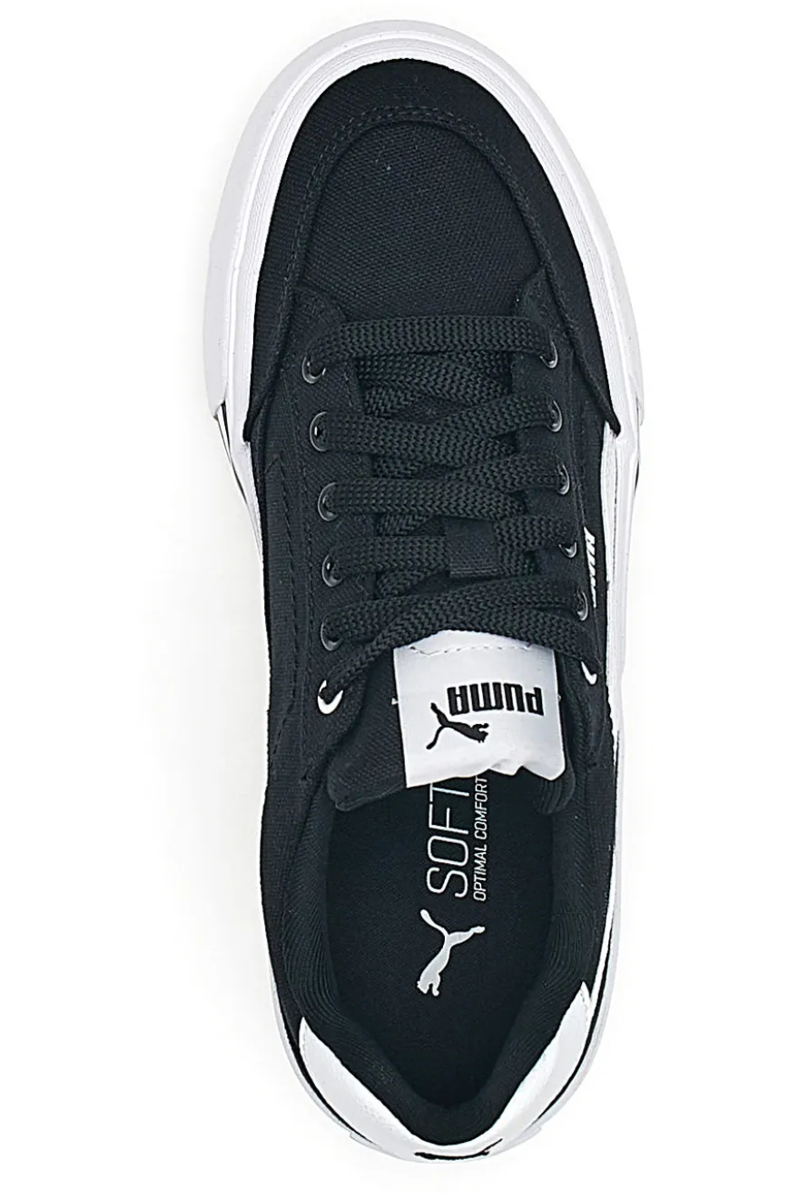 Schwarze und weiße Segeltuchsneaker Puma Court Classic Vulc Fs Jr
