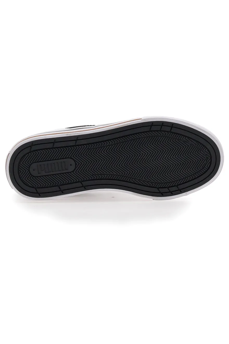 Schwarze und weiße Segeltuchsneaker Puma Court Classic Vulc Fs Jr