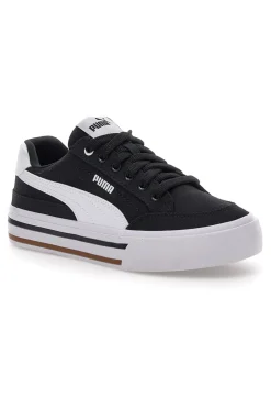 Schwarze und weiße Segeltuchsneaker Puma Court Classic Vulc Fs Jr