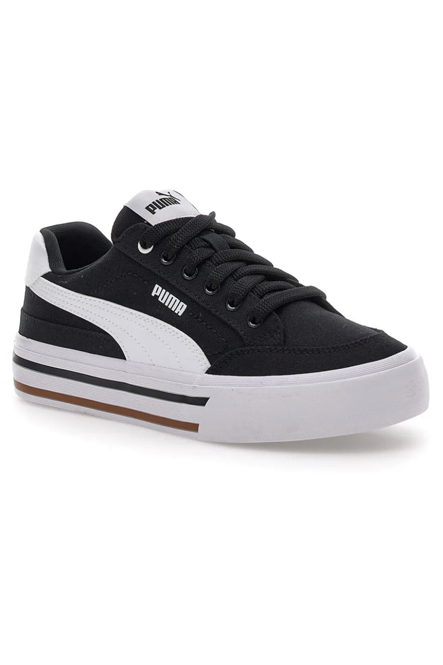 Schwarze und weiße Segeltuchsneaker Puma Court Classic Vulc Fs Jr