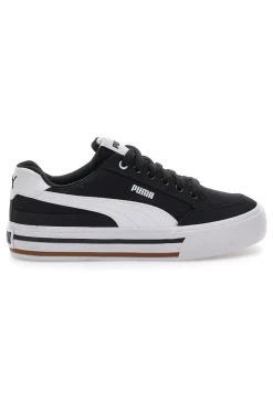 Schwarze und weiße Segeltuchsneaker Puma Court Classic Vulc Fs Jr