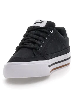 Schwarze und weiße Segeltuchsneaker Puma Court Classic Vulc Fs Jr