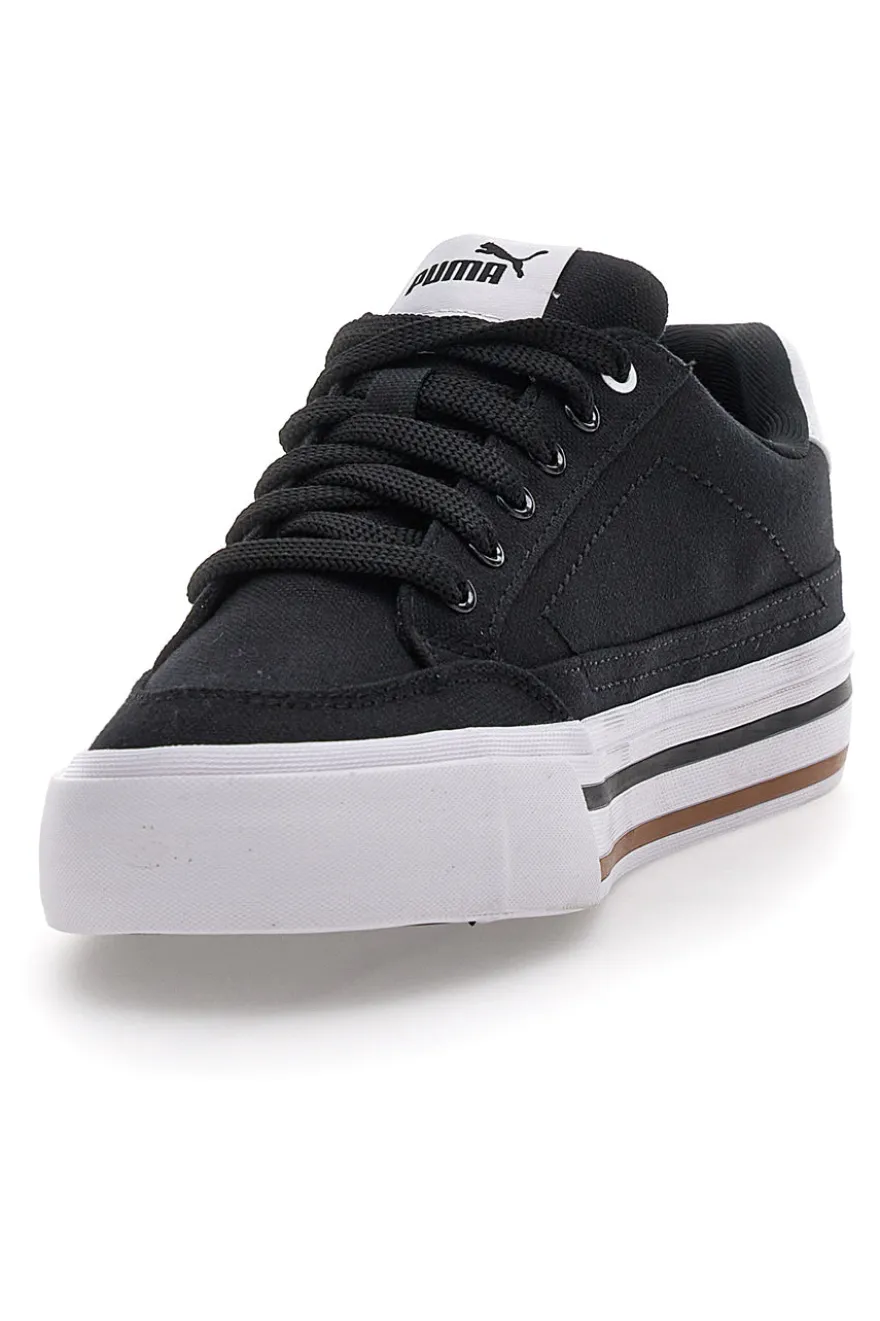 Schwarze und weiße Segeltuchsneaker Puma Court Classic Vulc Fs Jr