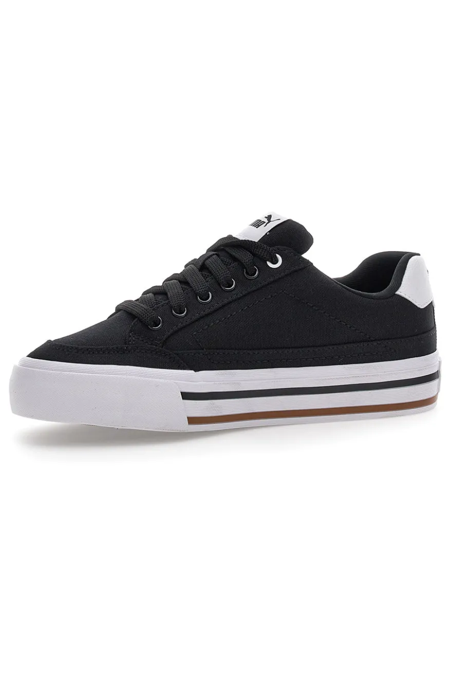 Schwarze und weiße Segeltuchsneaker Puma Court Classic Vulc Fs Jr