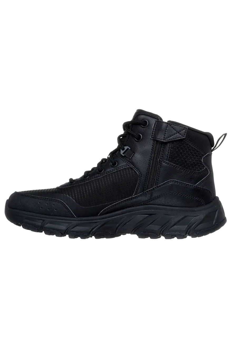 Schwarze, wasserabweisende Stiefel mit Skechers Hillcrest 2.0 Woodrock Peak Memory Foam