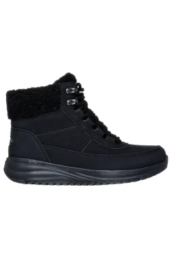 Schwarze wasserdichte Anfibi mit Innenfutter aus Pelz Skechers ON-THE-GO STELLAR ALPINE ADVENTURE
