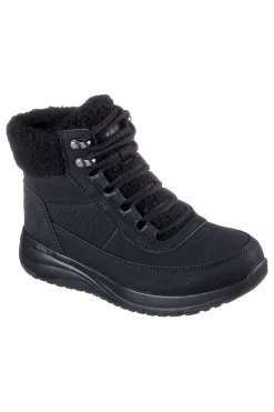 Schwarze wasserdichte Anfibi mit Innenfutter aus Pelz Skechers ON-THE-GO STELLAR ALPINE ADVENTURE