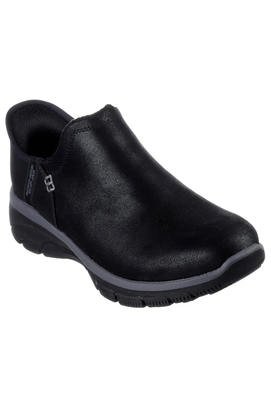Schwarze, wasserdichte Slipper mit Memory-Schaum von Skechers Easy Going Modern Hour