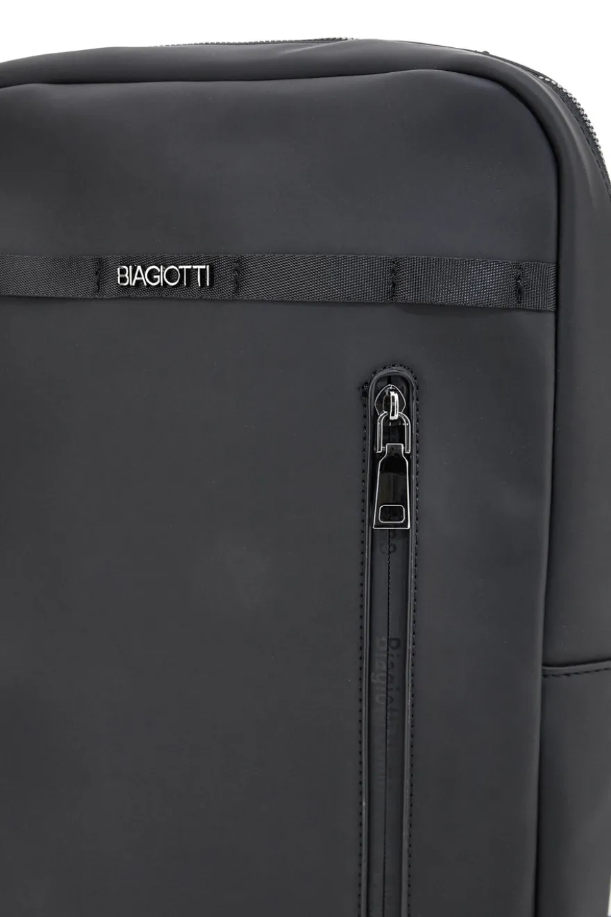 Schwarzer Rucksack mit vertikaler Vordertasche Biagiotti MOI LB25W-464/1/Z
