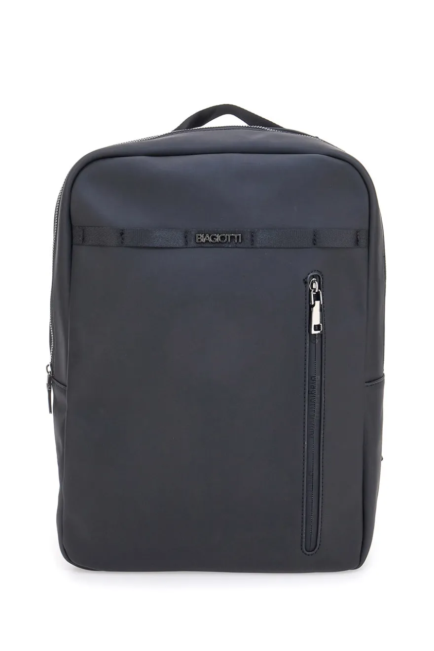 Schwarzer Rucksack mit vertikaler Vordertasche Biagiotti MOI LB25W-464/1/Z