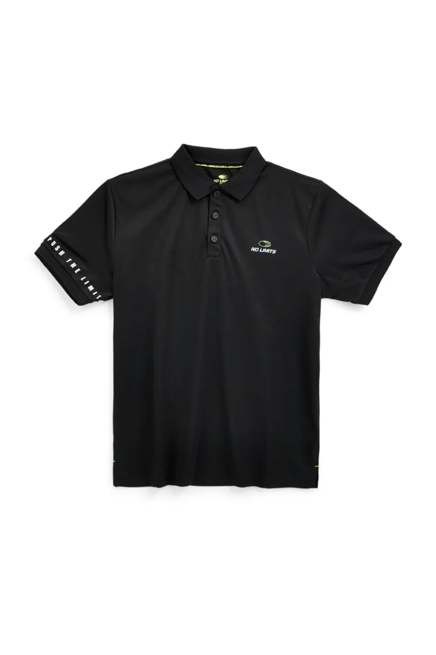 Schwarzes Polyester-Poloshirt No limits MAPS003S26