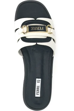 Schwarz-weiße Hausschuhe mit goldener Kette Ferrè F254