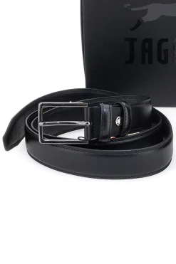 Set Cofanetto cintura e portafoglio nero in vera pelle Jaguar PR001-1