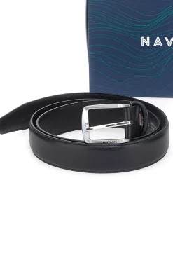 Set Cofanetto cintura e portafoglio nero in vera pelle Navigare PR008-1