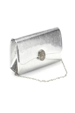 Silberne Clutch-Tasche mit Juwel Schnalle Nbg SERA/3512