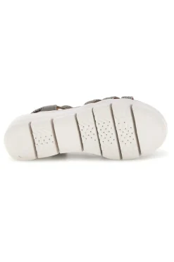 Silberne Sandalen mit dekorativen Applikationen und Keil The first active 24001B