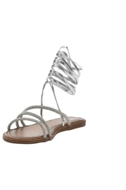 Silberne Sandalen mit Strasssteinen und Knöchelriemen Me & Me 1772