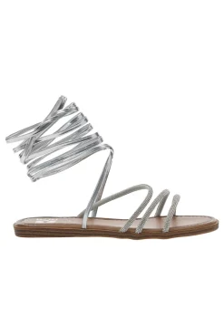 Silberne Sandalen mit Strasssteinen und Knöchelriemen Me & Me 1772