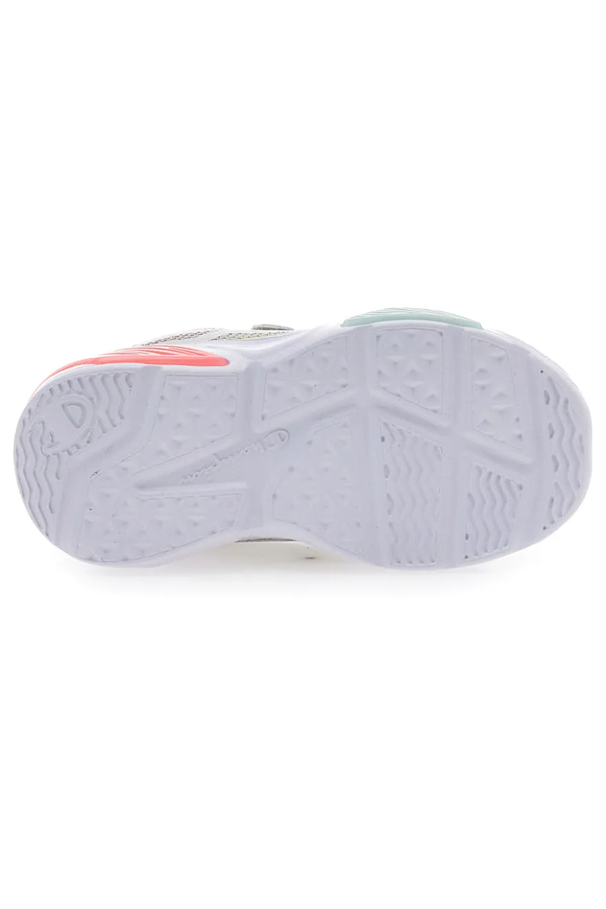 Silberne Sneakers mit mehrfarbigen Lichtern und Klettverschluss Champion Wave Tri G TD