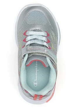 Silberne Sneakers mit mehrfarbigen Lichtern und Klettverschluss Champion Wave Tri G TD