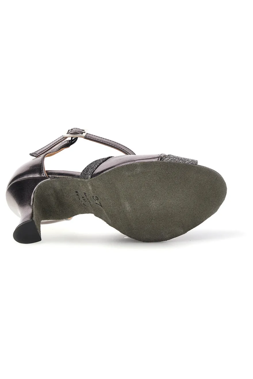 Silberne Tanzschuhe mit Riemen und Glitzer Der erste Tanz 6129