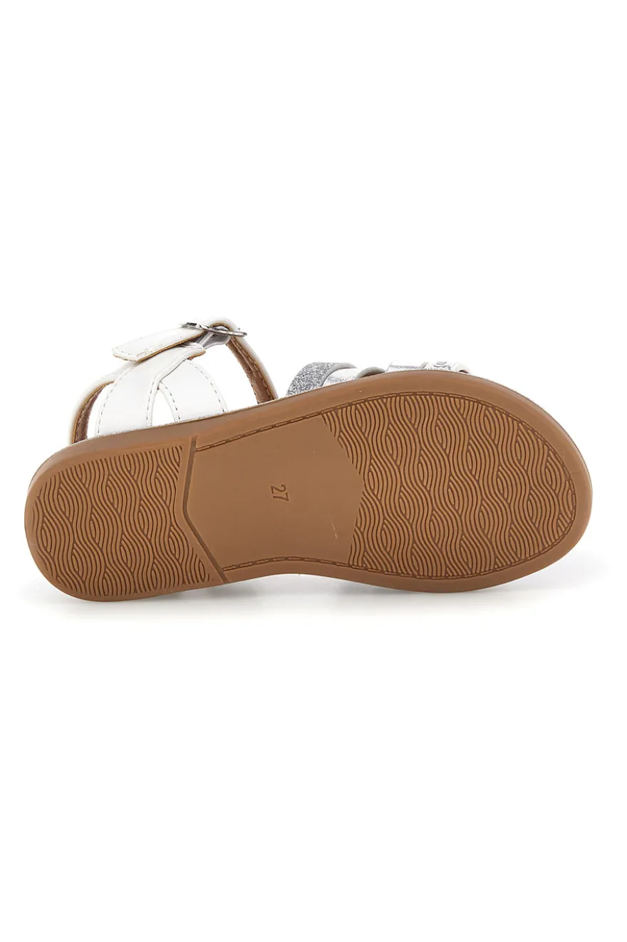 Silberne weiße Sandalen mit verstellbarer Schnalle Pitt Kinder 392633S