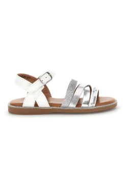 Silberne weiße Sandalen mit verstellbarer Schnalle Pitt Kinder 392633S