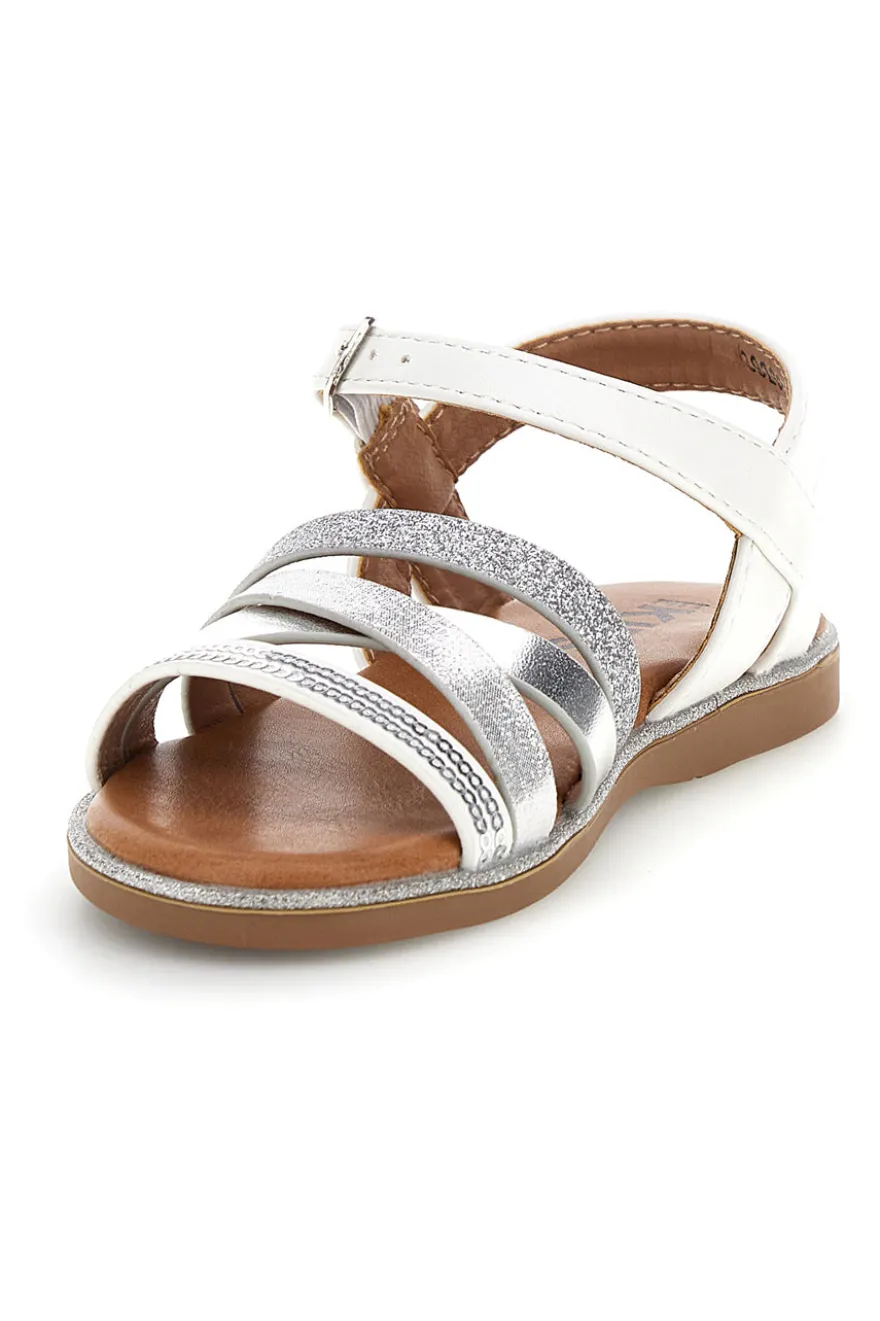 Silberne weiße Sandalen mit verstellbarer Schnalle Pitt Kinder 392633S