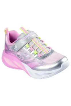 Silber-rosa Sneakers mit Lichtern und glitzerndem Obermaterial Skechers Cosmic Glow