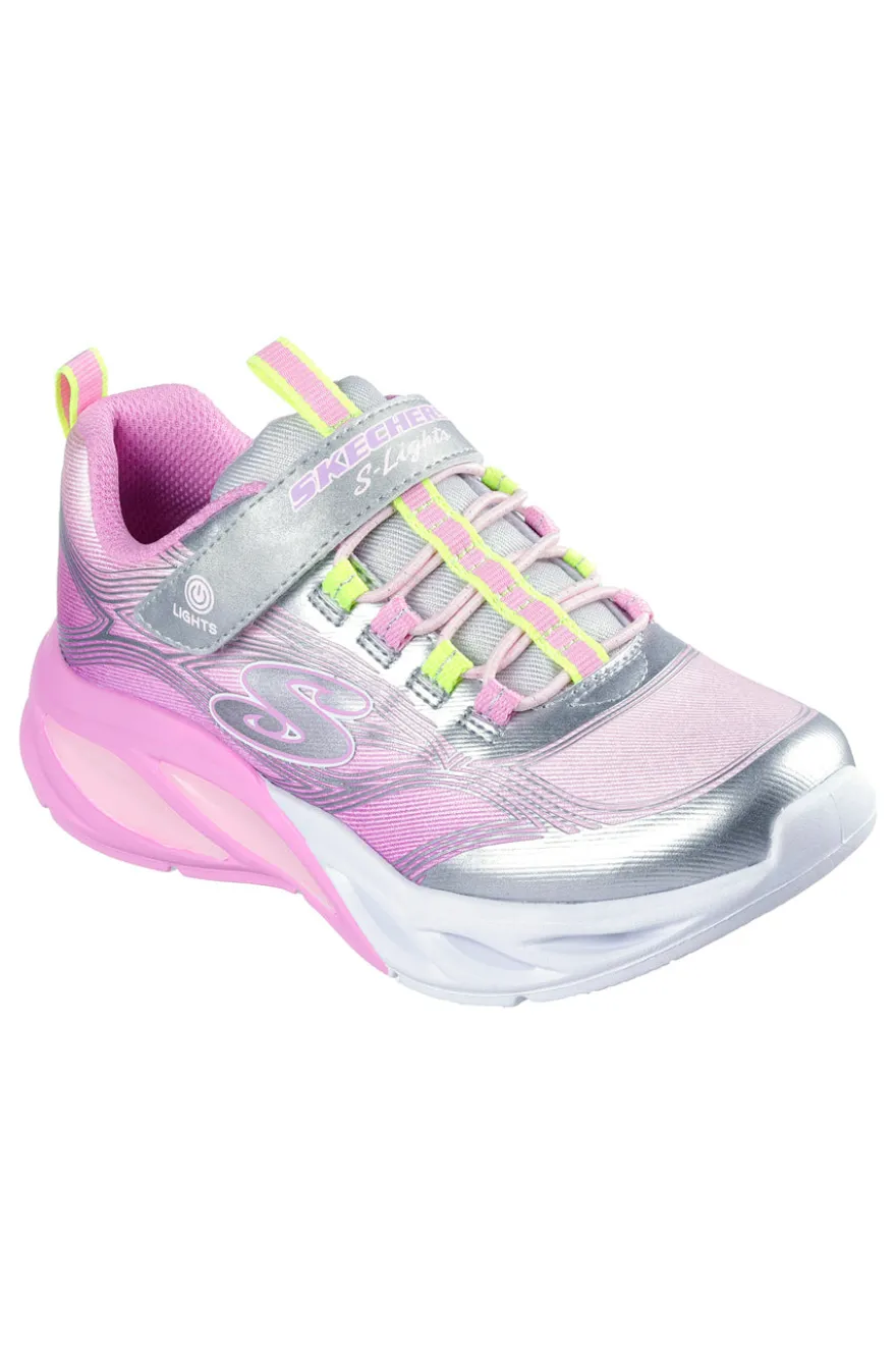 Silber-rosa Sneakers mit Lichtern und glitzerndem Obermaterial Skechers Cosmic Glow