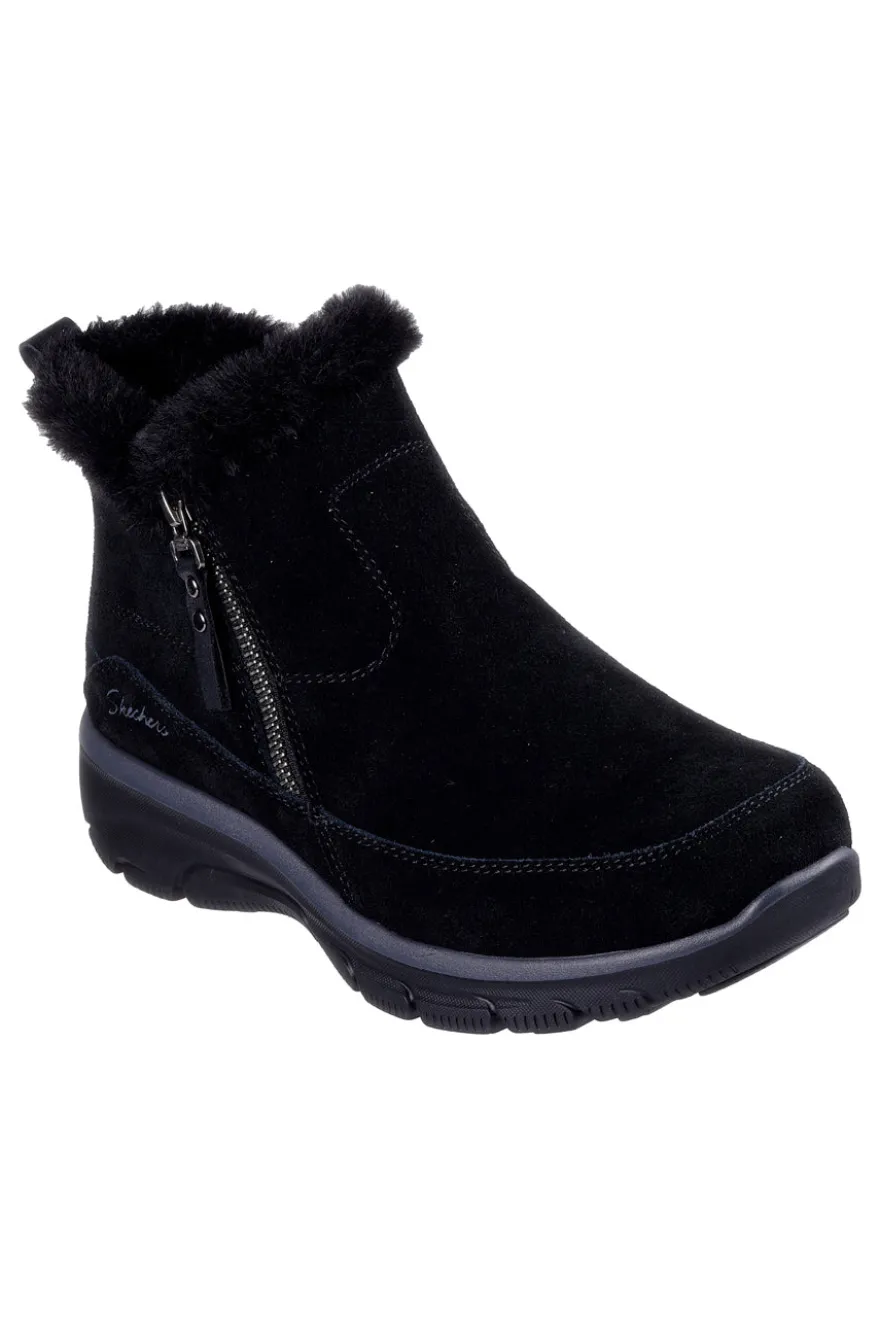 Skechers – Easy Going – Cool – Schwarze Stiefeletten mit Reißverschluss und Memory-Schaum