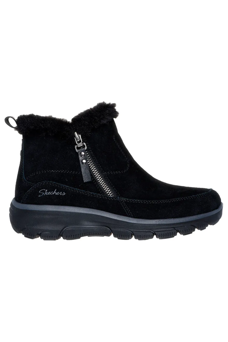 Skechers – Easy Going – Cool – Schwarze Stiefeletten mit Reißverschluss und Memory-Schaum
