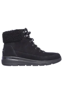 Skechers – Glacial Ultra Woodlands – Schwarze Wildleder-Stiefeletten mit Sherpa-Futter