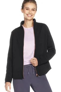 Skechers – JA78 – Schwarze Jacke mit Reißverschluss aus recyceltem Stoff